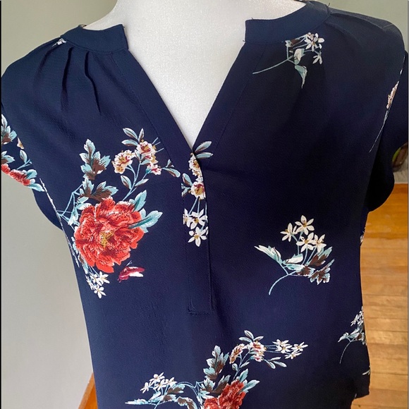 Navy Blue Floral Blouse - Picture 3 of 7